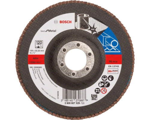 Круг лепестковый торцевой BOSCH 125 мм Р120 Best for Metal 2608607329