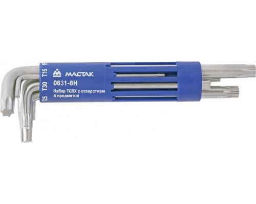 Набор ключей TORX МАСТАК 0631-8HB г-образных T10–T50, длинные, 8 предметов