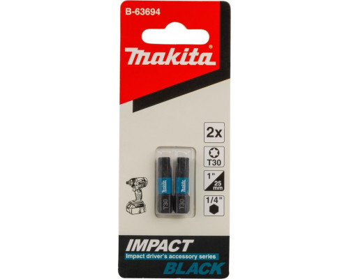 Бита для заворачивания MAKITA B-63694 Impact Black T30, 25 мм, C-form, 2 шт.