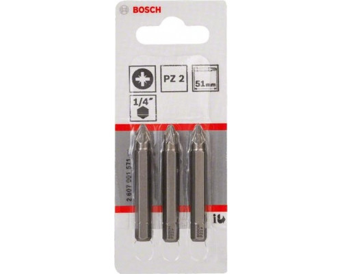 Бита для заворачивания BOSCH Extra Hard 51 мм PZ2 3in 2607001571