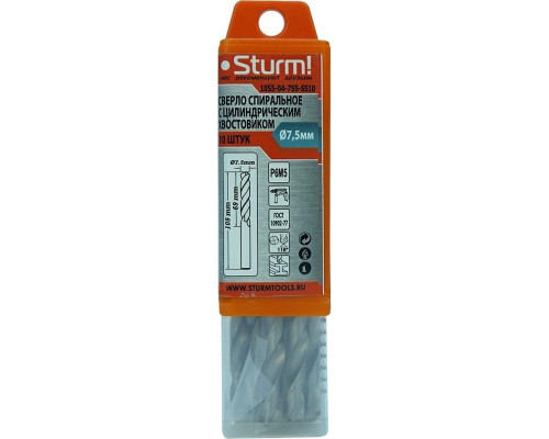 Сверло по металлу Sturm 1055-04-7S5-SS10 7,5х109 мм, 10 шт.