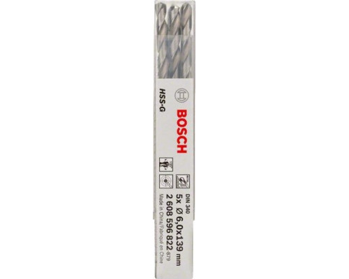 Сверло по металлу BOSCH HSS-G 6x91мм 5шт удлиненных 2608596822