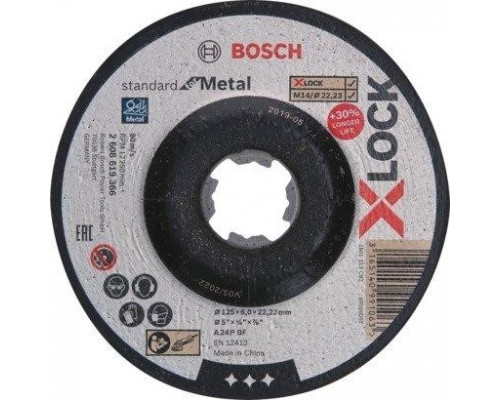 Шлифовальный круг по металлу X-LOCK BOSCH 125х6х22.2 мм A 24 P BF Standard for Metal 2608619366