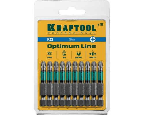 Бита для заворачивания KRAFTOOL Optimum Line PZ3 50 мм, 10 шт. 26124-3-50-10