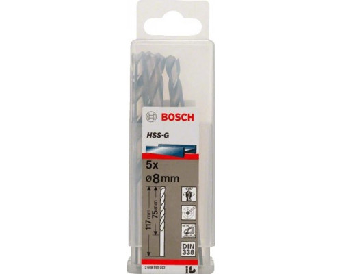 Сверло по металлу BOSCH HSS-G 8 мм 5шт 2608595072