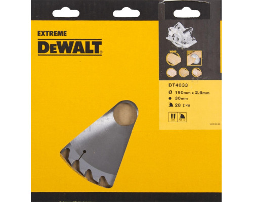 Пильный диск по дереву DeWALT 190х28тх30 мм. Extreme DT4033-QZ DT4033-QZ