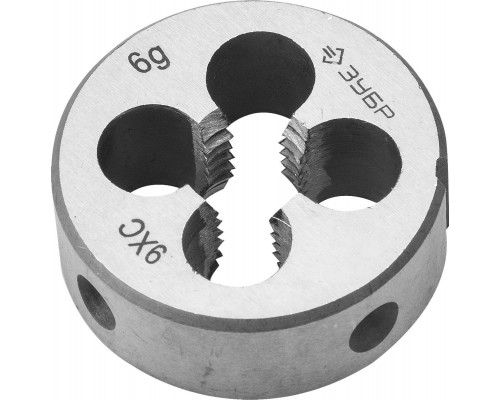 Плашка ЗУБР круглая ручная м10x1.5мм, сталь 9хс 4-28022-10-1.5