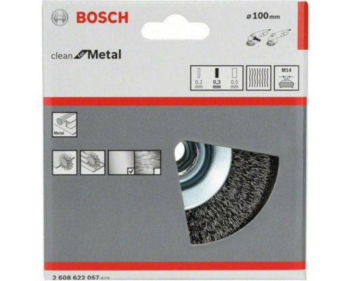 Щетка обдирочная для УШМ BOSCH коническая D-100 мм М14 2608622057