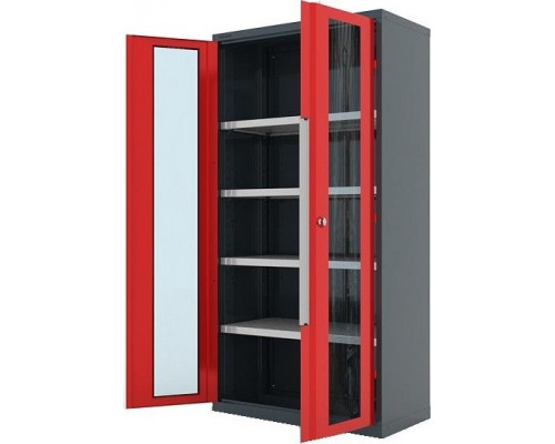 Шкаф инструментальный FERRUM Premium 1000х500х1950 с дверями со стеклом, 4 полки RAL7016