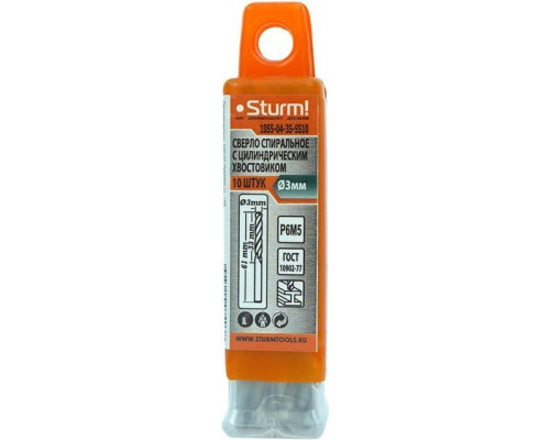 Сверло по металлу Sturm 1055-04-3S-SS10 3,0х61мм, 10 шт.