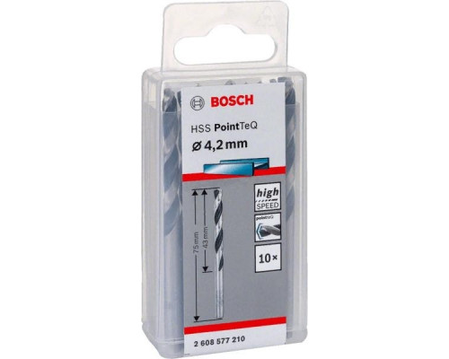 Сверло по металлу BOSCH HSS PointTeQ 4.2 мм 10шт 2608577210