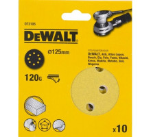 Круг шлифовальный на липучке DeWALT DT3105-QZ 125 мм, 8 отв. G120 (10шт)