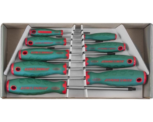 Набор отверток JONNESWAY D71T109S стержневых TORX® ANTI-SLIP GRIP, 9 предметов 048716