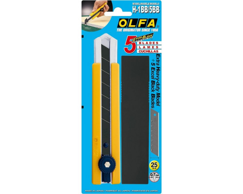Нож строительный Olfa OL-H-1BB/5BB с выдвижным лезвием, 5 шт. в комплекте