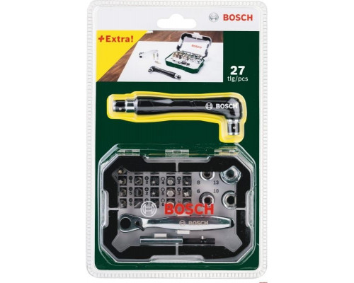Набор сверл универсальный BOSCH Promobasket-27 бита с трещеткой + угловая отвертка 2607017392