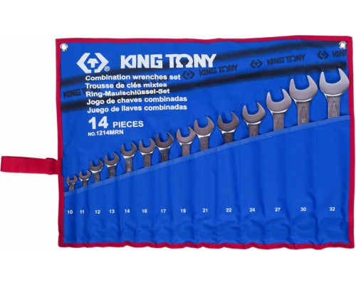 Набор комбинированных ключей KING TONY 1214MRN 10-32 мм, чехол из теторона, 14 пр.