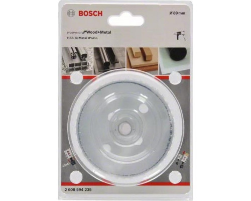 Коронка биметаллическая BOSCH Progressor 89 мм HSS-Co-BI-Metall 2608594235