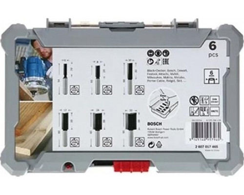 Набор фрез по дереву BOSCH 6 НМ-ФРЕЗ SET 6 мм-ХВ 2607017465