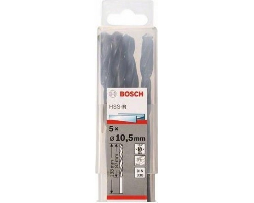 Сверло по металлу BOSCH шлифованное 10.5 мм (5 шт.) 2607018437