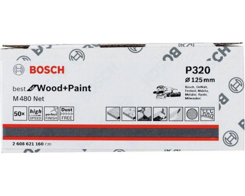 Круг шлифовальный на сетчатой основе BOSCH 125 мм G 320 Best for Wood+Paint PRO 2608621160