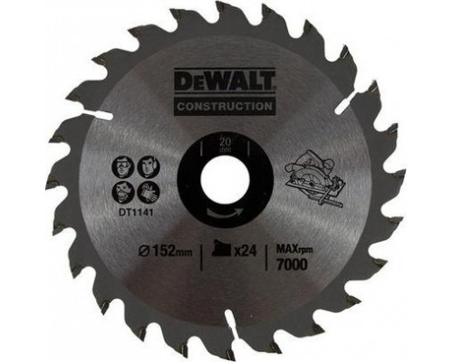 Пильный диск универсальный DeWALT 152х24тх20 мм Construction DT1930-QZ DT1930-QZ