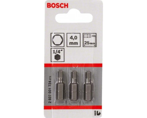 Бита для заворачивания BOSCH Extra Hard 25 мм HEX4 3шт 2607001724