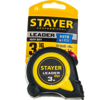 Рулетка STAYER LEADER 3м / 16мм с автостопом в ударостойком обрезиненном 3402-3_z02