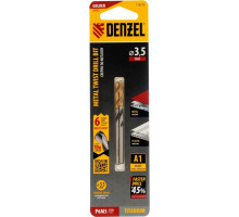 Сверло по металлу Denzel Р6М5, Golden Tip спиральное 3,5x70мм, многогранная заточка, 2шт 718270