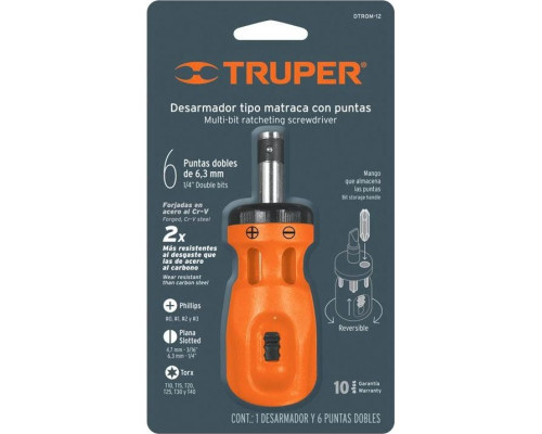 Отвертка с битами TRUPER DTROM-12B 10494 10494