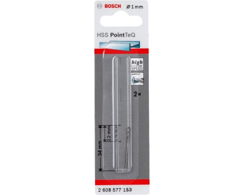 Сверло по металлу BOSCH HSS PointTeQ 1 мм 2шт 2608577153