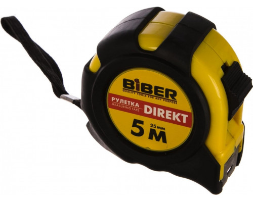 Рулетка Biber DIREKT 40104 с обрезиненным корпусом, 5 м х 25 мм