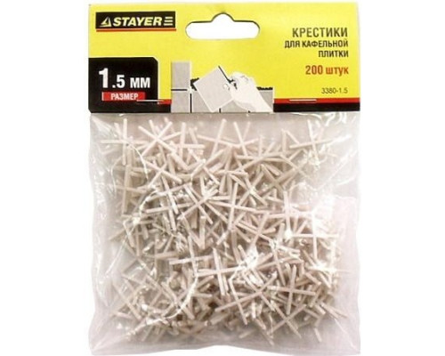 Крестики для плитки STAYER MASTER 1,5мм 200шт 3380-1,5