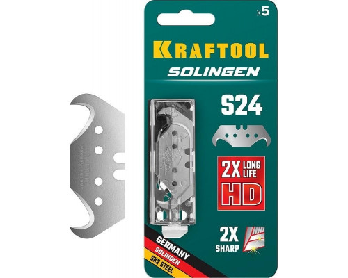 Лезвие для ножа KRAFTOOL SOLINGEN крюковидные тип s24, 5 шт, 09643-S5_z02