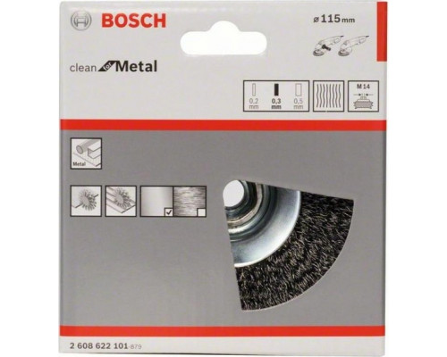 Щетка обдирочная для УШМ BOSCH коническая D-115 мм М14 2608622101