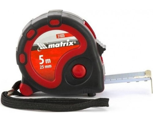 Рулетка MATRIX 5 м х 25 мм, status 3 fixations, двухкомпонентный корпус 31035