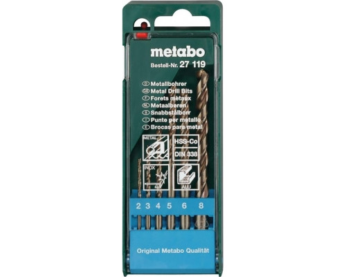 Набор сверл по металлу METABO HSS-Co 6 шт. (2-8 мм) 627119000 627119000