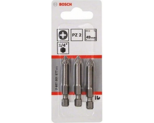 Набор бит BOSCH из 3 шт. PZ 2х49 мм Extra Hard 2607001577