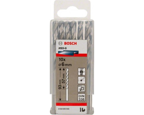 Сверло по металлу BOSCH HSS-G 6 мм 10шт 2608595066