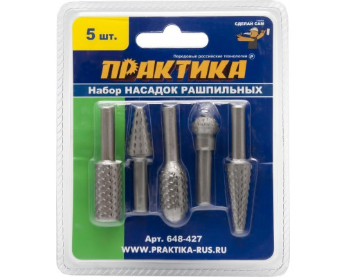 Набор бор-фрез по дереву ПРАКТИКА Сделай сам 5 шт, блистер 648-427