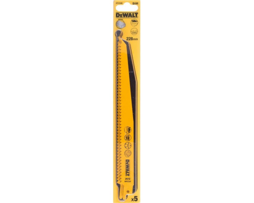 Полотно для сабельных пил DeWALT BIM 228 мм DT2349-QZ S1111DF (5шт) DT2349-QZ