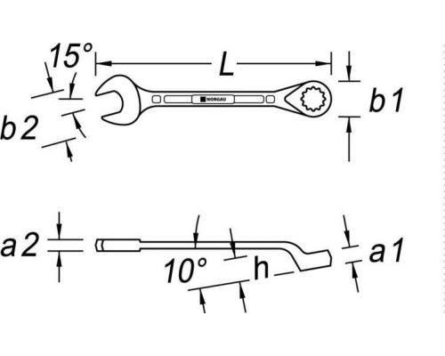 Ключ комбинированный Norgau тип N7B изогнутый 1.1/4