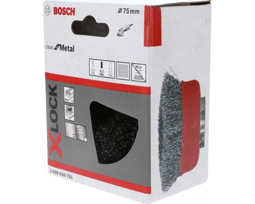 Щетка обдирочная для УШМ BOSCH чашеобразная D-75 мм X-LOCK 2608620725