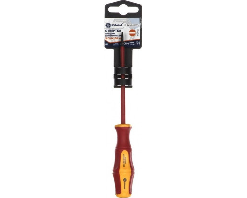 Отвертка диэлектрическая шлицевая Кобальт 248-771 ultra grip sl 3,0х100 мм cr-v, двухкомпонентная ру