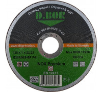 Диск отрезной по нержавеющей стали D.BOR 115х1,0х22.2 мм E20A60S-BF INOX Premium D3-F41-IP-0115-10-22