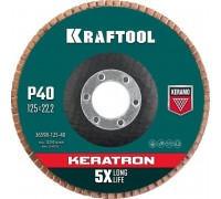 Круг лепестковый KRAFTOOL KERATRON керамический торцевой 125х22,2мм p40 36598-125-40