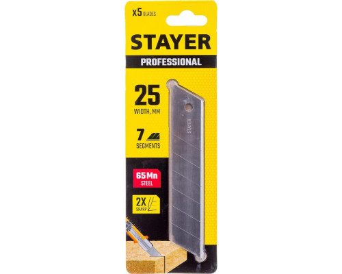 Лезвие для ножа STAYER PROFI сегментированные, 5шт, 25мм 09179-S5