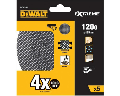 Круг шлифовальный на сетчатой основе DeWALT DTM85120-QZ 125 мм, G120 (уп.5шт.) DTM3105-QZ