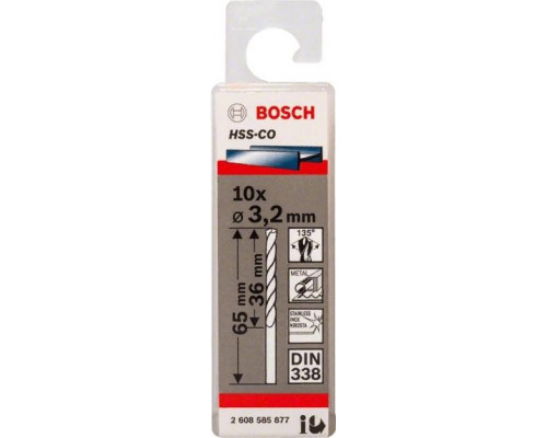 Сверло по металлу BOSCH HSS-CO 3.2 мм 10шт 2608585877