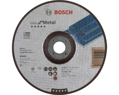 Шлифовальный круг по металлу BOSCH 180х7х22.2 мм A2430T-BF Best for Metal 2608603534