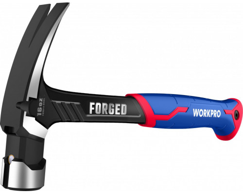 Молоток-гвоздодер WORKPRO WP241013 цельнокованый 450гр